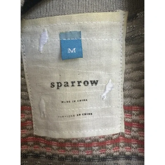 Anthropologie Sparrow Wool Blend Long Cardigan Sweater Gray Red Striped M - Picture 3 of 7